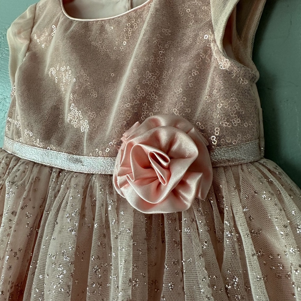 Jona Michelle sequin and glitter sparkle dress Peach color, Little girls size 2T - Picture 2 of 16